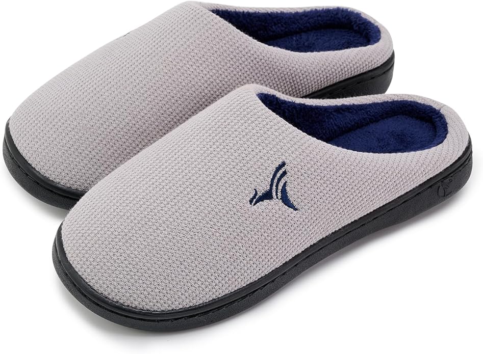 Mens Memory Foam Slippers Knitted Lining Non-Slip Indoor Outdoor Slippers