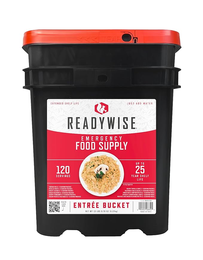 ReadyWise Emergency Food Supply - 120 Servings Favorites Sample Bucket, Survival Food Kit, Freeze Dried Prepper Food & Deh...