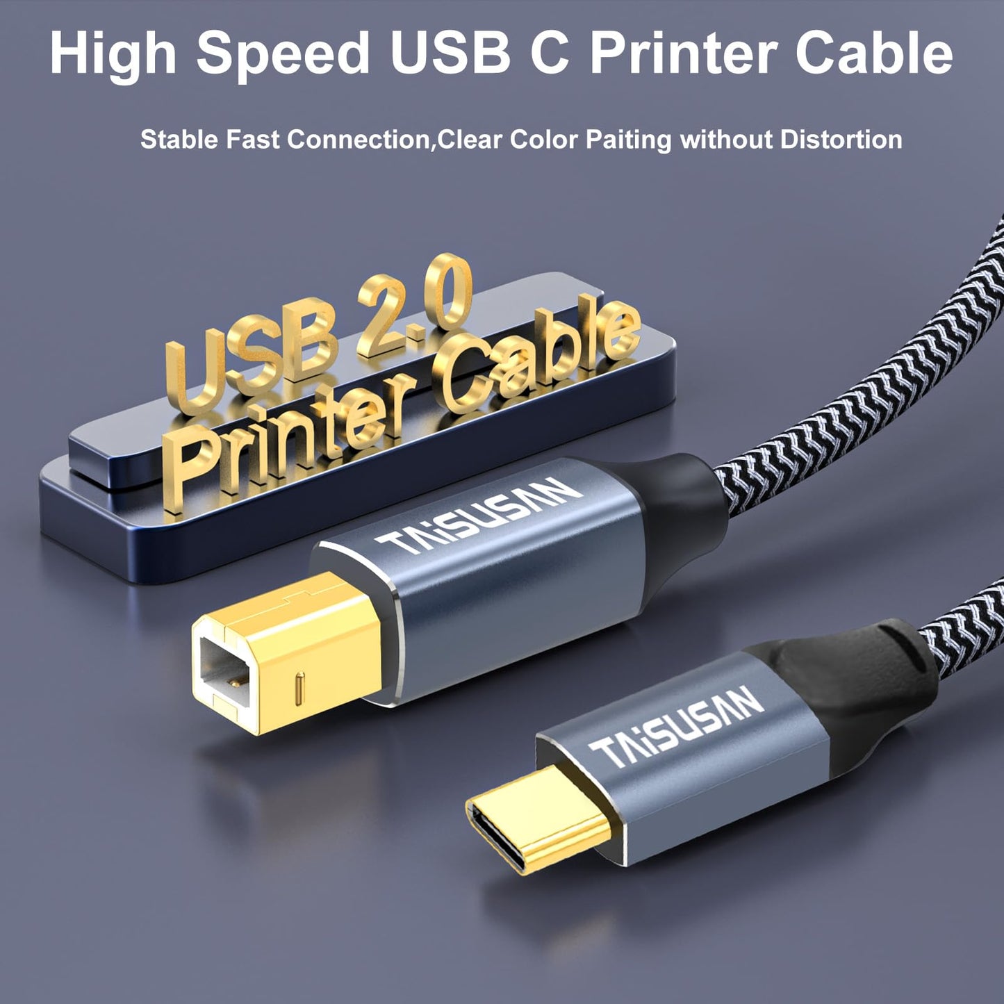 Taisusan 10Ft Usb C To Usb B Printer Cable - Compatible With Macbook Pro/Air, Printers And Scanners