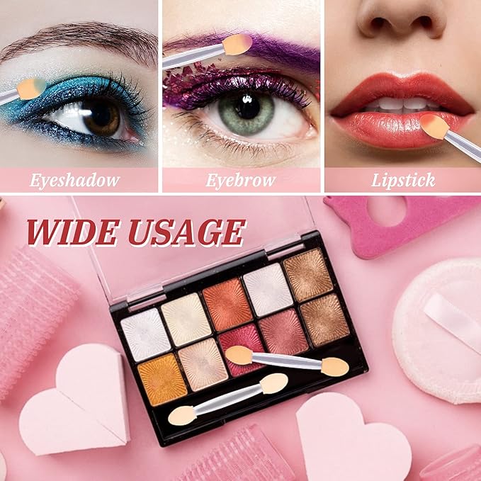 Clear Disposable Eyeshadow Sponge Applicators, 50PCS Double Sided Eye Shadow Applicator Sticks with Box