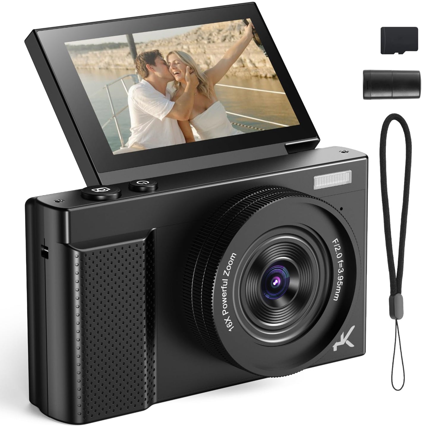 4K Digital Camera For Photography, 64Mp Retro Autofocus Vlogging Camera For Beginners & Teens With 3 180 Flip Screen, 16X Zoom,