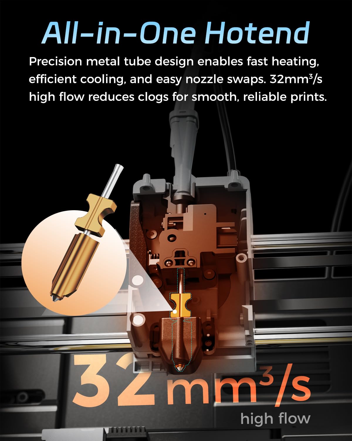 FLASHFORGE AD5X 0.4mm Nozzle, High Flow 32mm³/s Hotend Kit, High-Speed 3D Printer Part