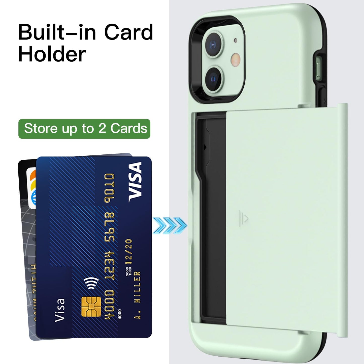 Jetech Wallet Case For Iphone 12/12 Pro 6.1-Inch With Card Holder, Dual Layer Shockproof Protective Phone Cover, Sliding Hidden