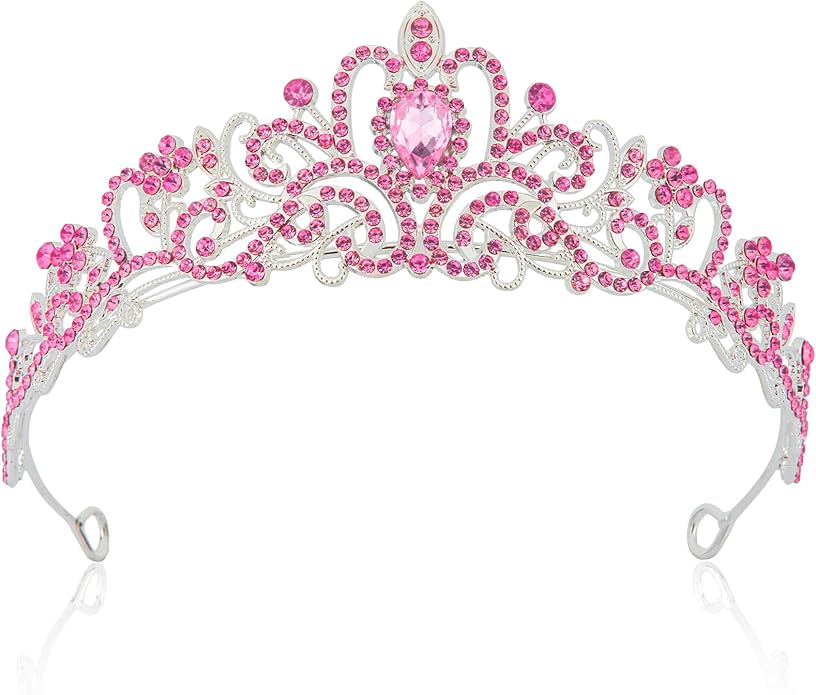 Crown,Tiaras for Women,Crystal Pink Tiaras for Girls Princess Crown Queen Crown for Bridal Prom Wedding Tiara