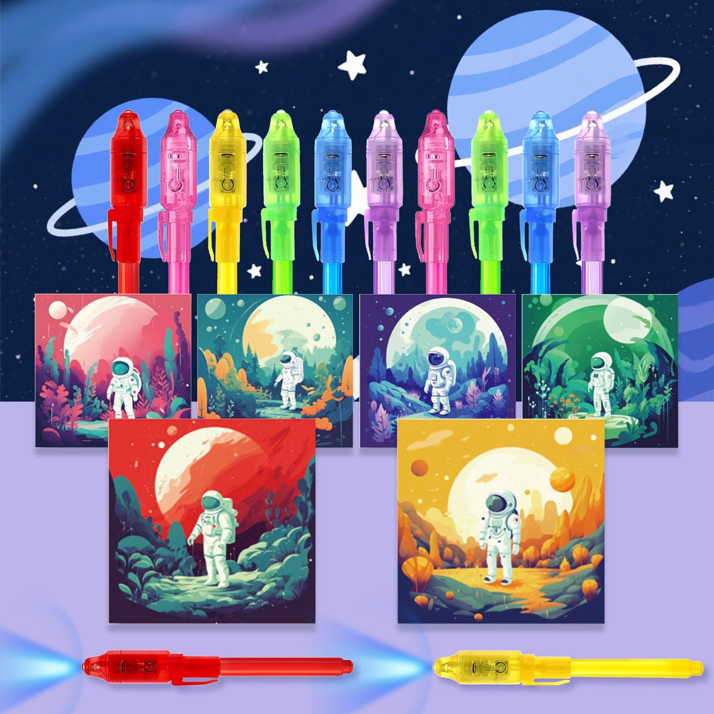 EODVICS Invisible Ink Pens 12 Pack with Notebook and UV Pen Light, Party Favors for Kids 8-12, Christmas Stocking Stuffers, Thanksgiving Halloween Goodie Bag Gifts