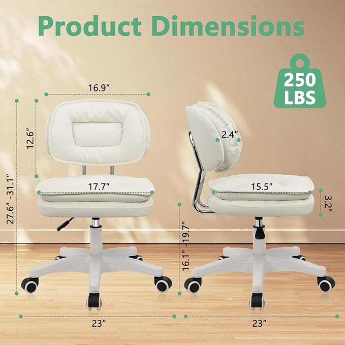Small Rolling Stool with Backrest - 360° Swivel Rolling Chairs with Wheels,Adjustable Height Armless Vanity Chair, Thickened Seat Cushion Stool Chairs for Spa, Shop, Salon, Massage, Beige, 4 Pack