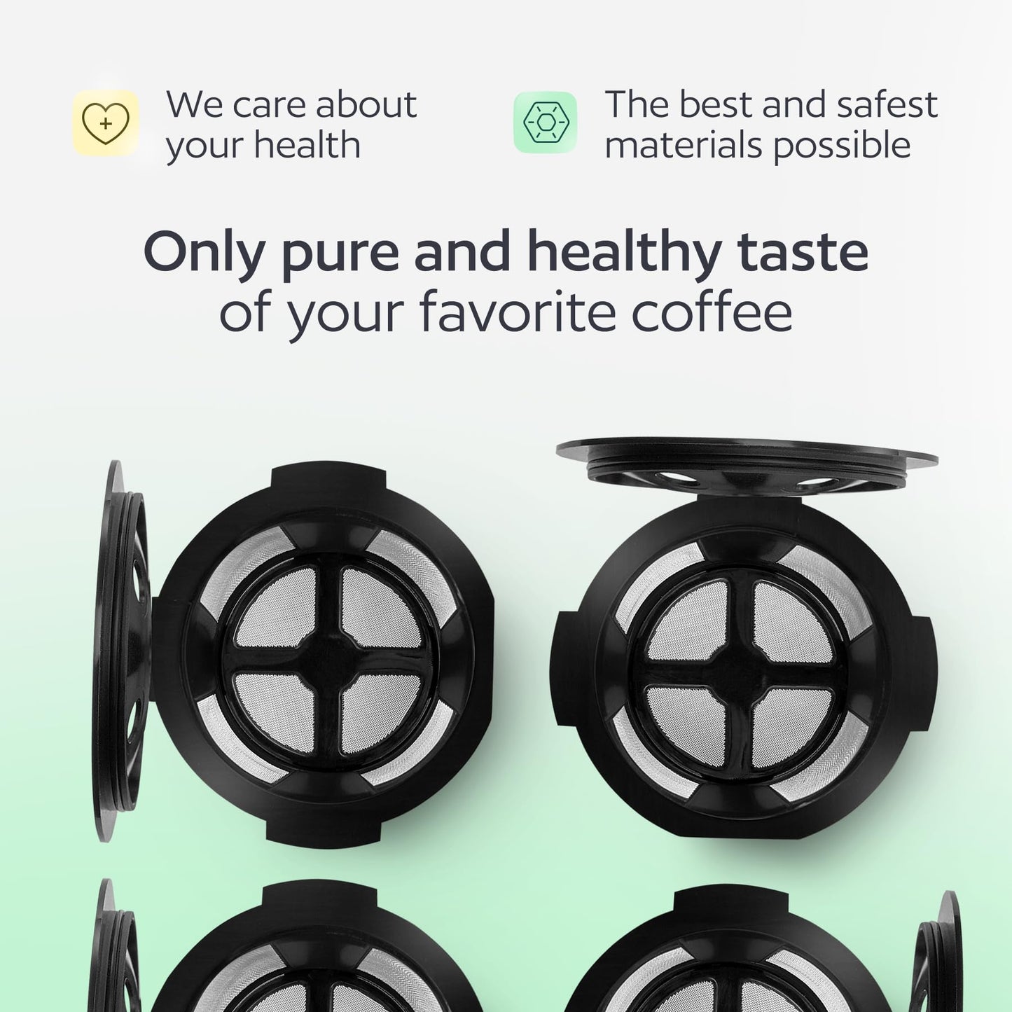 4 Reusable K Cups for Keurig K Supreme, K Supreme Plus, K Slim with Multistream Technology, K-Duo Hot & Iced Single Serve (Gen 2) - 4 Black Refillable Kcups Coffee Filters for Keurig Coffee Makers