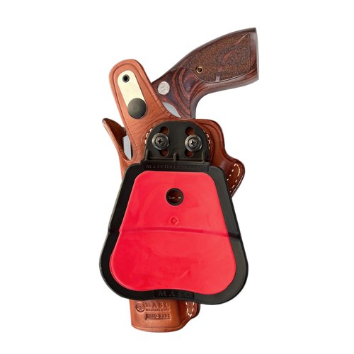 Masc OWB Leather Paddle Holster with Thumb Break, Fits Colt King Cobra Target 357 Mag 6-Shot 4.25" Barrel, R/H Draw Brown Color #1632#