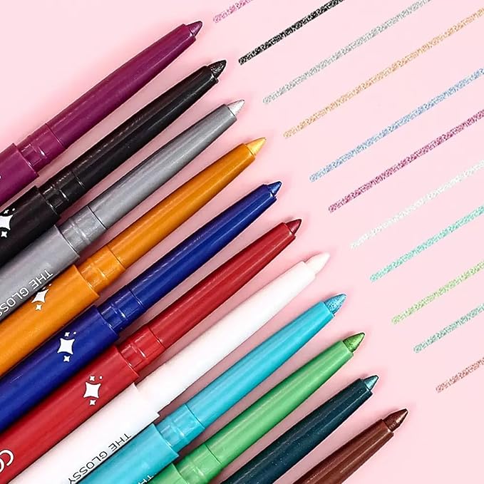 Navy Blue Eyeliner Waterproof Navy Blue Eyeliner Pencil Retractable blue eyeliner Smudge-proof Long Lasting Hypoallergenic (07# navy blue shimmer)
