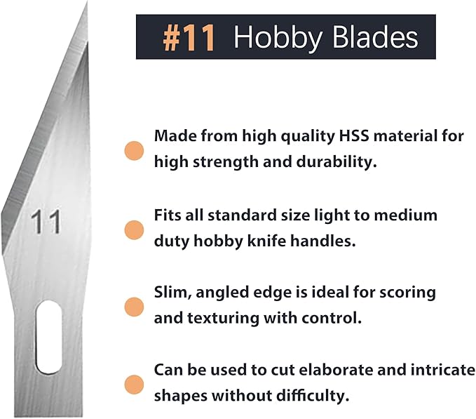 Headley Tools #11 Hobby Knife Blades(Pack of 60),Art Blades Cutting Tool with Storage Case for Craft, Hobby, Scrapbooking, Stencil