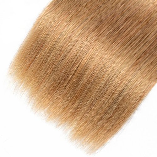 Honey Blonde Straight Bundles Human Hair Color 27 Human Hair Bundles 8A Grade Brazilian Unprocessed Virgin Hair 3 Bundles 18 20 22 Inch Color 27 Straight Bundles