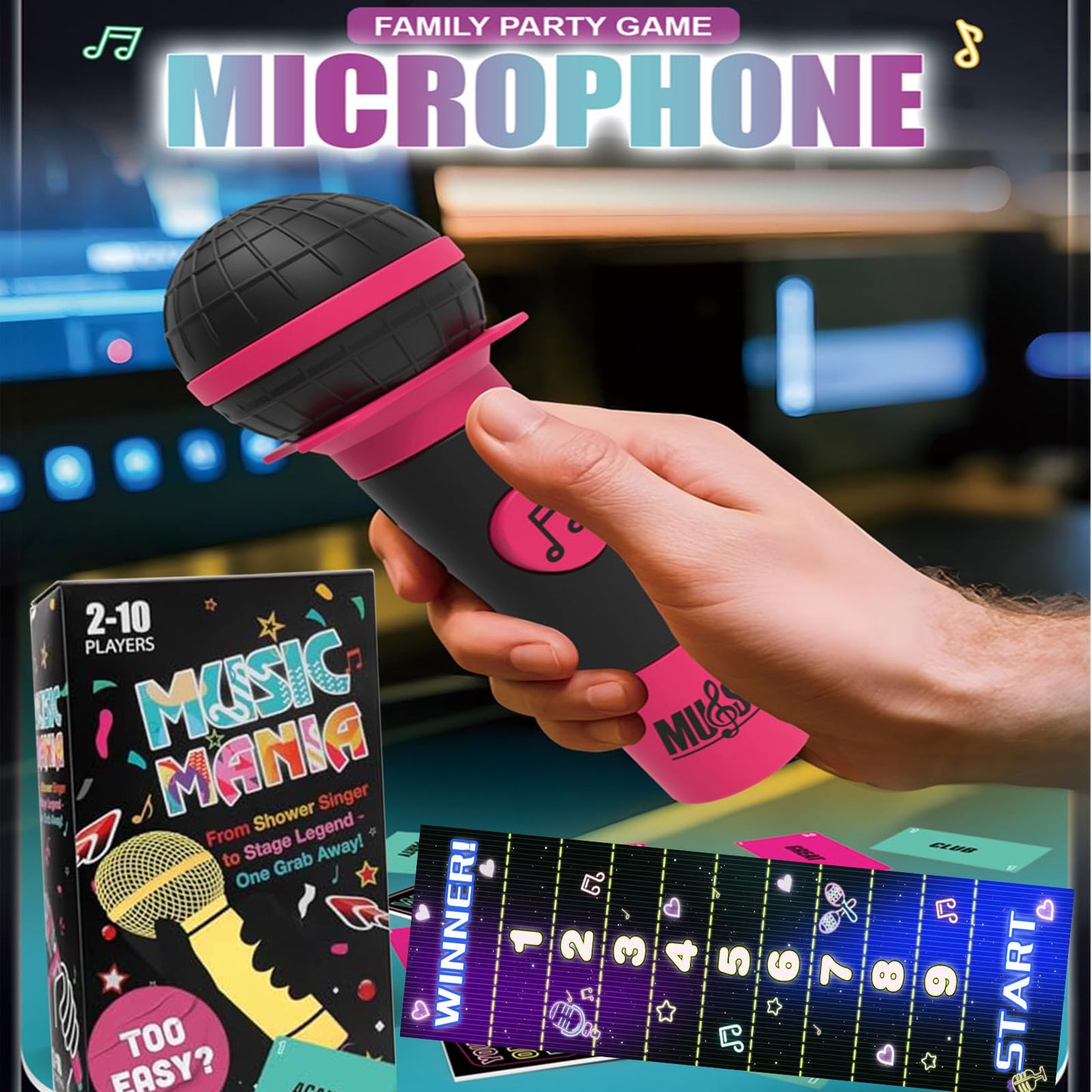 JSQJPSB Grab Seize Mic Game, Grab Mic Music Party Games Fast-Paced Music Card Games for 2-10 Players 125 Lyrics Cards for Date Nights Adult and Family Games