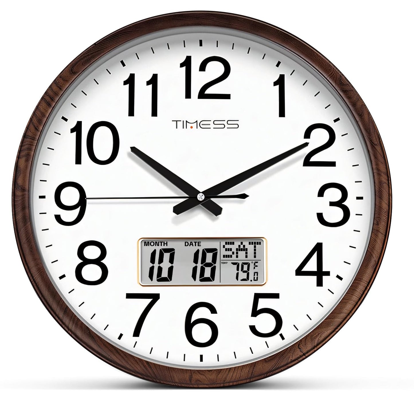 Wall Clock, 11 Inch Large Dial Non-Ticking Silent Battery Operated Quality Analog, Ultra-Quiet Movement Quartz, Timeless Stylish Clock, Ideal Modern Home, Office Décor (Sliver)