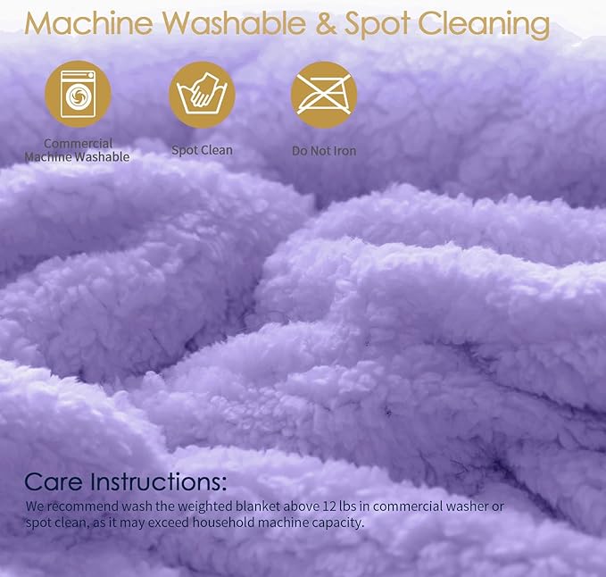 Mr. Sandman Shaggy Faux Fur Sherpa Weighted Blanket 15 lbs for Adult, Soft Luxury Fuzzy Long Fur Heavy Blanket Throw for Twin/Full Size Bed and Couch - 48"×72", Light Purple