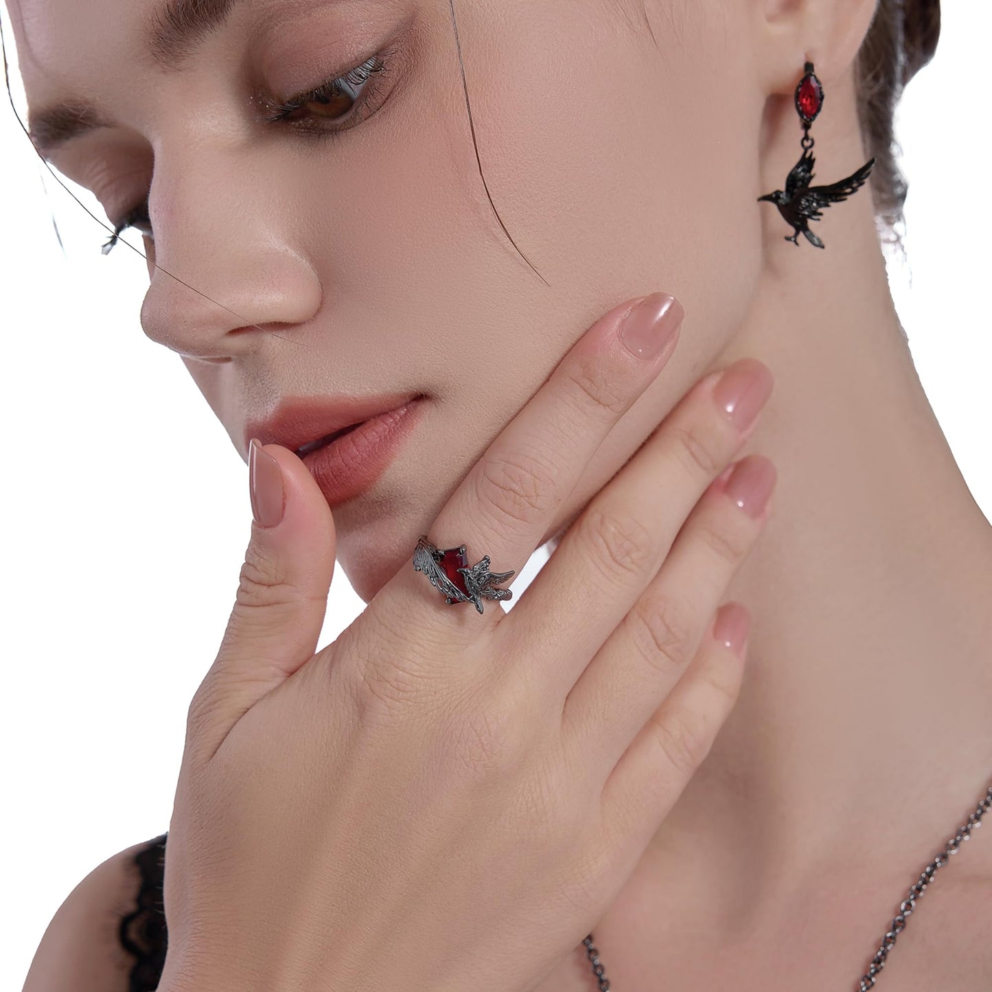 MASW original design Hip Hop punk ring Black Crow Lady Ring Lady Gift M3352