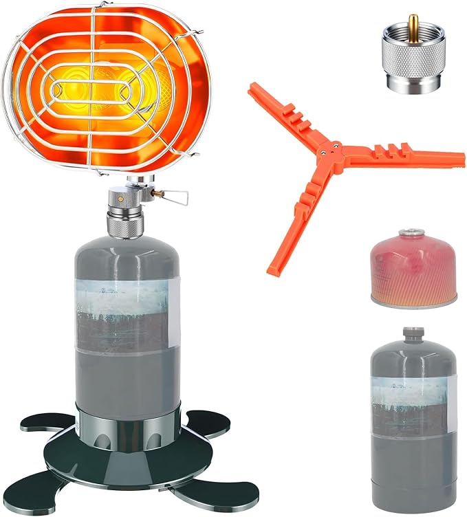 Portable 2-burner Propane Heater 12, 400BTU for Camping Tent Outdoor with Cylinder Base and Tripod, Winter Golf Cart Heate...
