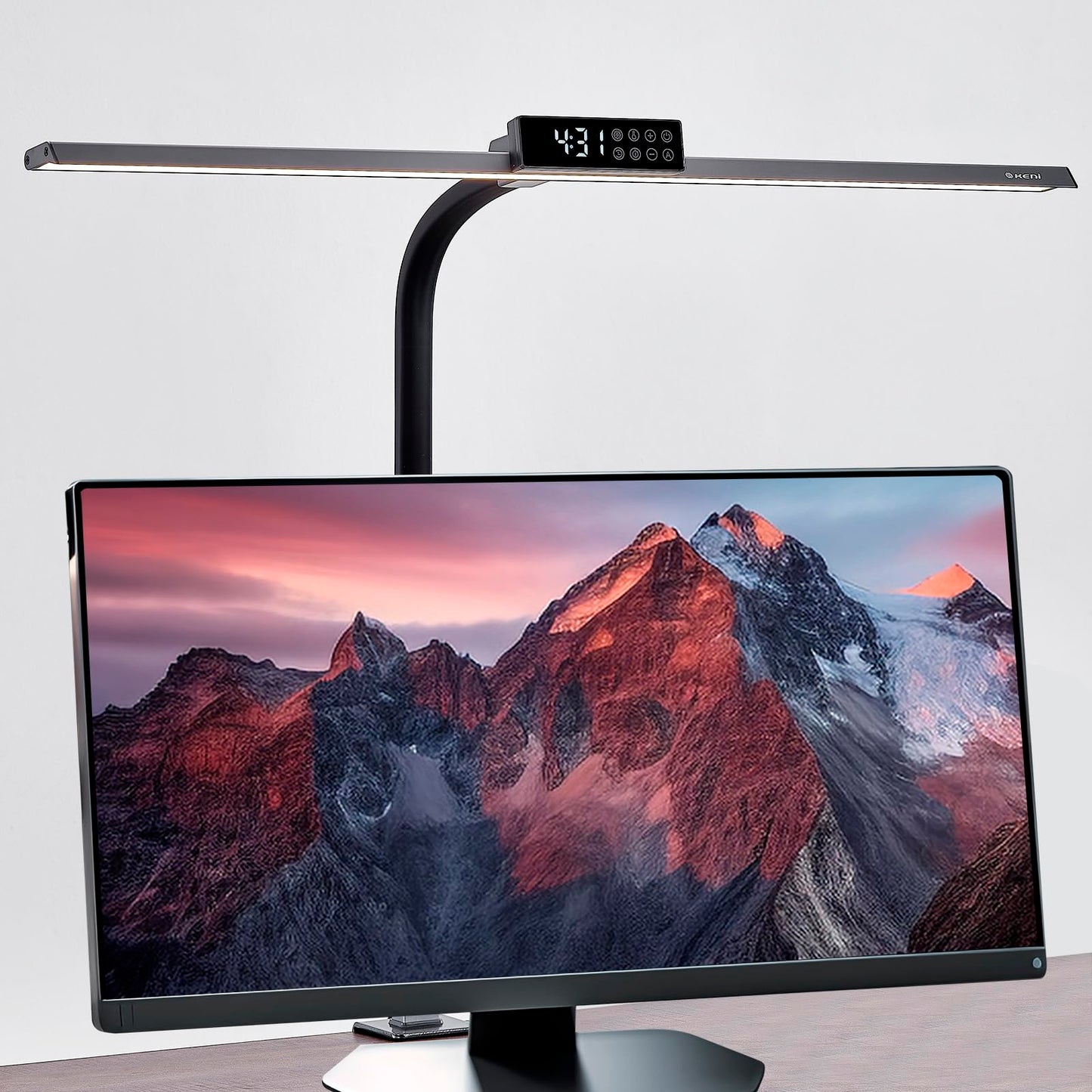 G Keni 3400 Lumen Architect Desk Lamp with Clock for Home Office, 31.5″W x 27″H, Ultra Bright Auto-Fill Brightness Desk Lamps with Timer, Gooseneck Touch LED Light for Work/Study/Read (Clamp)
