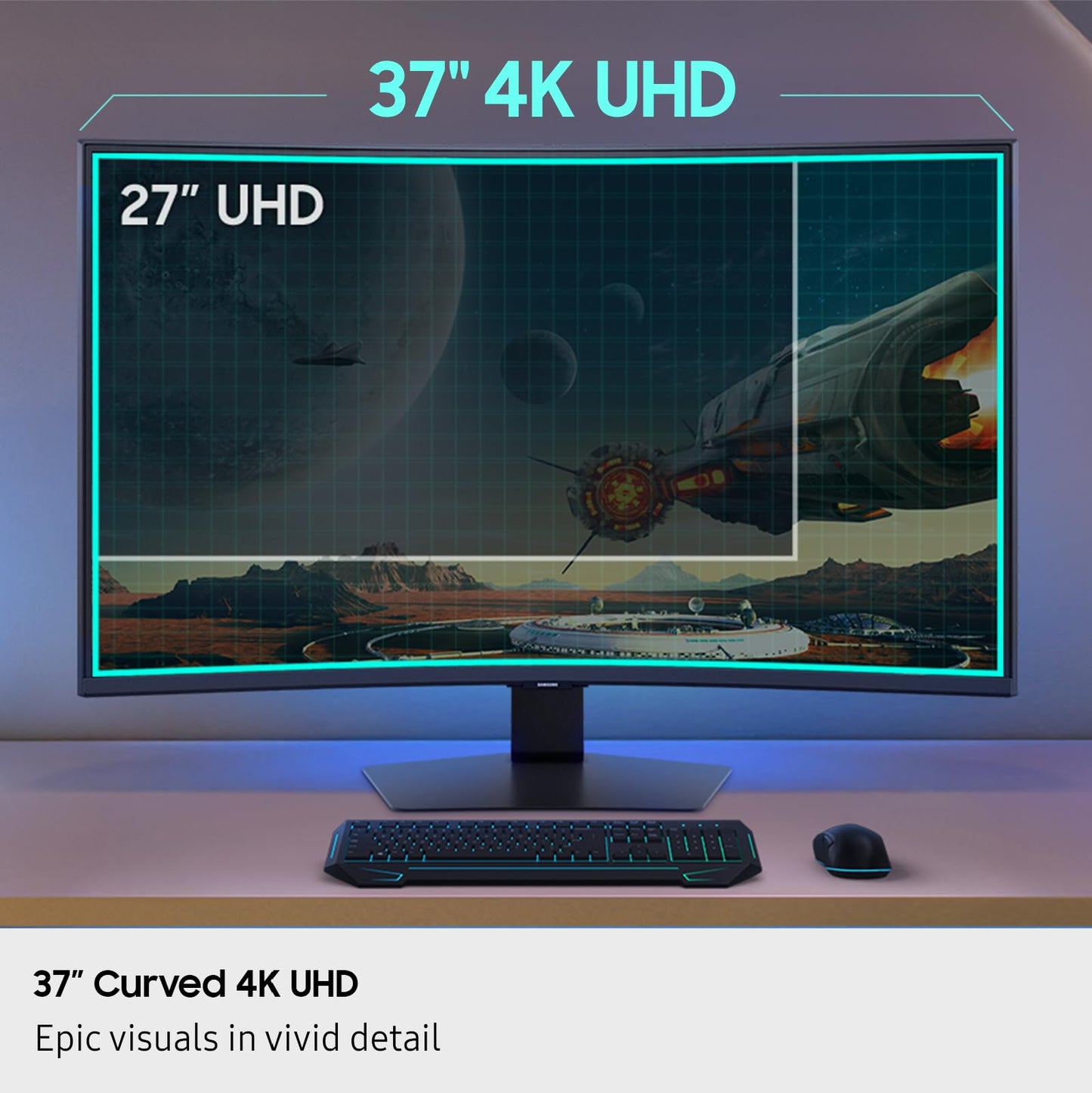 Samsung 37” Odyssey G7 (G75F) 4K UHD Resolution, 165Hz, Curved Gaming Monitor, 1ms Response Time (GtG), VESA DisplayHDR™ 600, AMD FreeSync™ Premium Pro, LS37FG75DENXZA, 2025