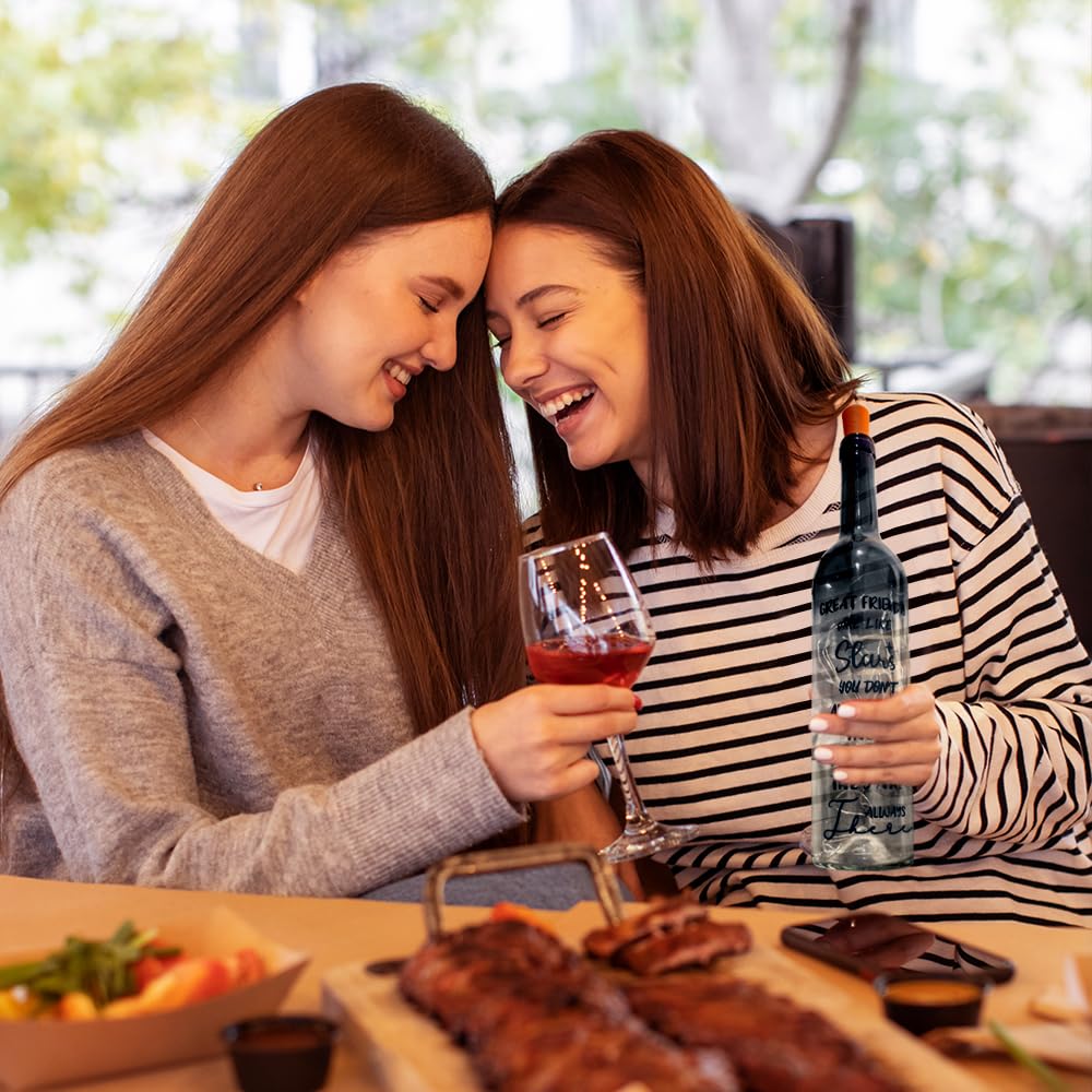 Healemo 2025 Unique Friendship Gifts for Women - Wine Bottle Lights with Cork, Birthday Friendship Gift Ideas for Women Who Have Everything Girls Boys (Black)