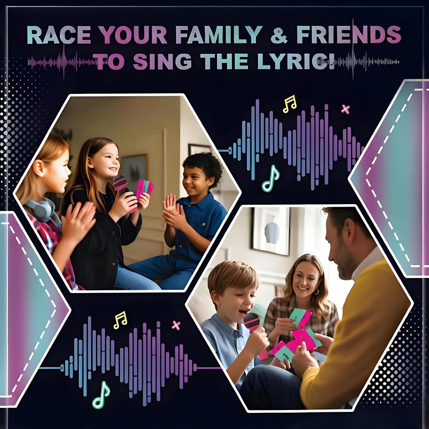 Dukars Battle Karaoke Game, The Music Party Card Game, 2-10 Players Family Karaoke Games - Great for Adult and Family Game Nights (Family Edition)