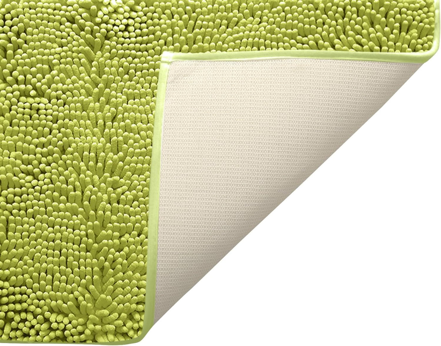 Non-Slip Bath Rug,Extra Soft Microfiber Bedroom Shag Carpet with Anti-Slip Backing,Water/Dust Absorbent Fast Dry Shower Mat,Sound Insulated Stairs Pad,Machine Washable (Lime Green,19 x 31 Inches)