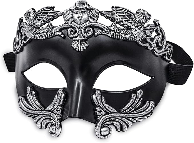 MYSEUNI Masquerade Mask for Men - Roman Greek Mask - Venetian Half Face Mask for Mascarade Ball Mardi Gras Halloween Party