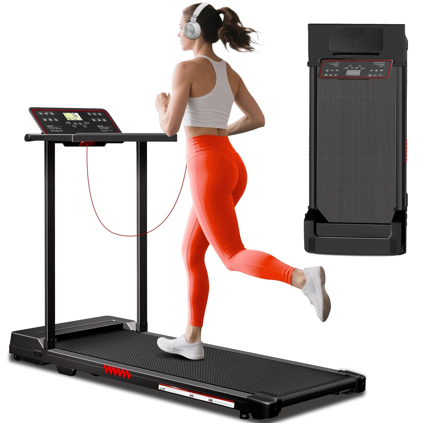 AoraPulse Treadmills for Home, 3.0HP Portable Small Compact Running Treadmill with 12 Preset Programs LED Display, Desk Treadmill for Office with 320 LBS Capacity