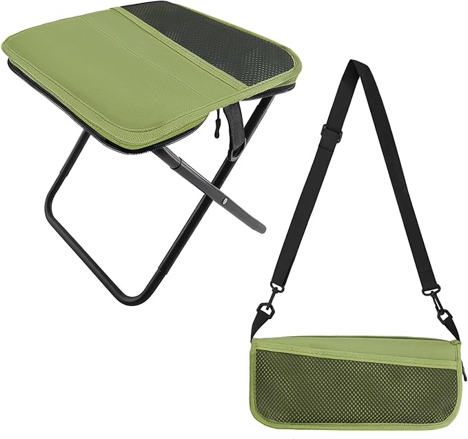 HGEKLIZV Portable Stool, Small Folding Stool for Adults, Ultralight Camping Stools for Hiking and Fishing (Green)