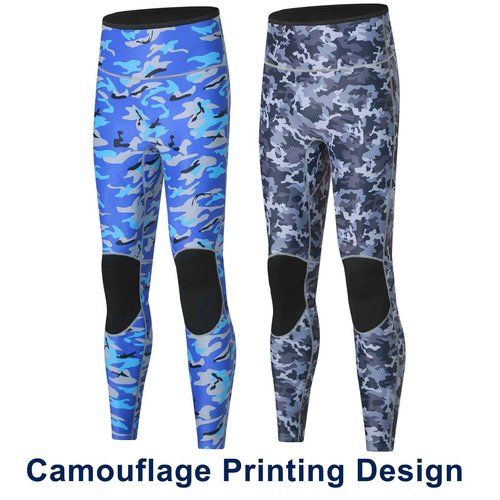 NVKIC Mens Wetsuit 3mm Neoprene Stretch Camouflage Printing Snorkeling 2-Pieces Hooded Diving Suits Blue Color XXL