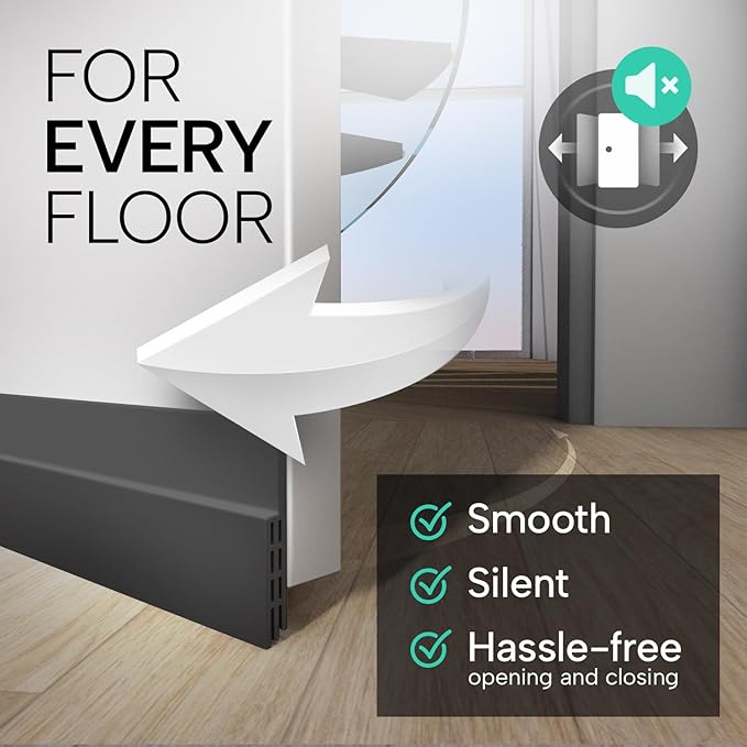 Vellure® Door Draft Stopper for Bottom of Door - Premium Door Sweep for Bottom of Door/Weather Stripping Door Seal (Save Energy – installs Quickly and Easily) Door Strip (5, Black)
