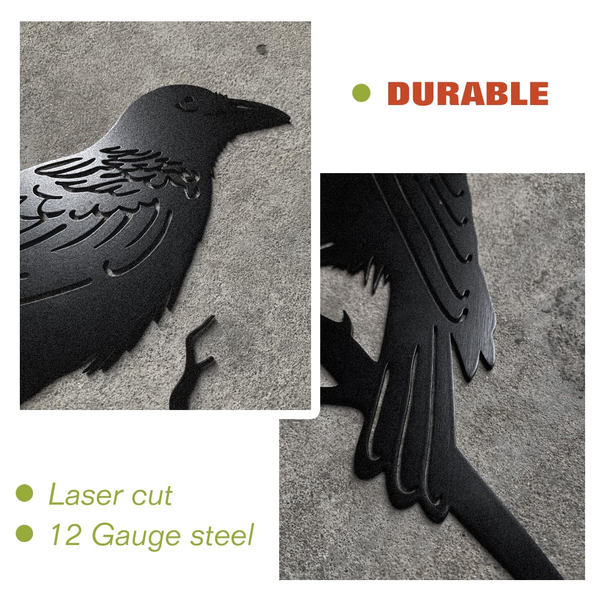 OULYDEKO Raven Decor,Metal Birds Yard Decor,Metal Yard Art Outdoor and Garden,Tree Decorations Outdoor,Yard Animals,Black Crows Halloween Decor
