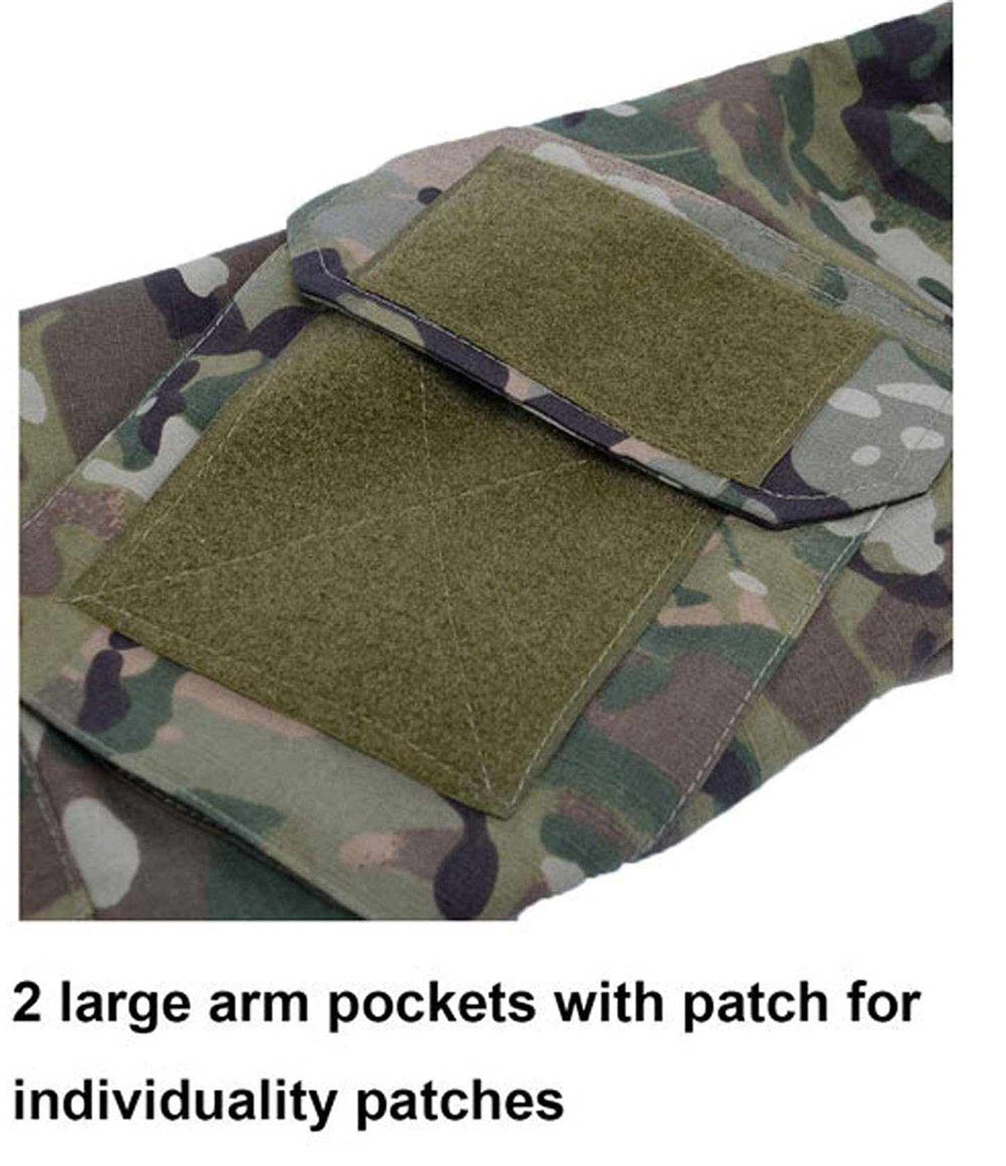 LANBAOSI Men's Tactical Military Combat Shirt Rapid Assault Army Woodland Hunting Long Sleeve T-Shirt