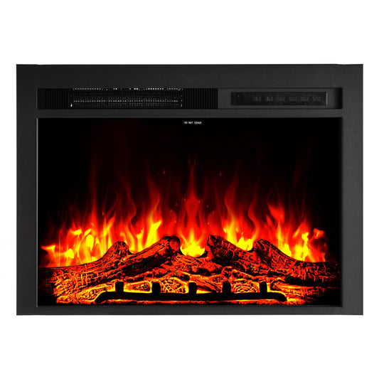 VEVOR 35 Inch Electric Fireplace Insert, 5000BTU Recessed or Wall Mounted Heater Realistic Flame Colors & Adjustable Brightness, 750W/1500W Dual Heat, 8H Timer, Tempered Glass for Living & Bedroom