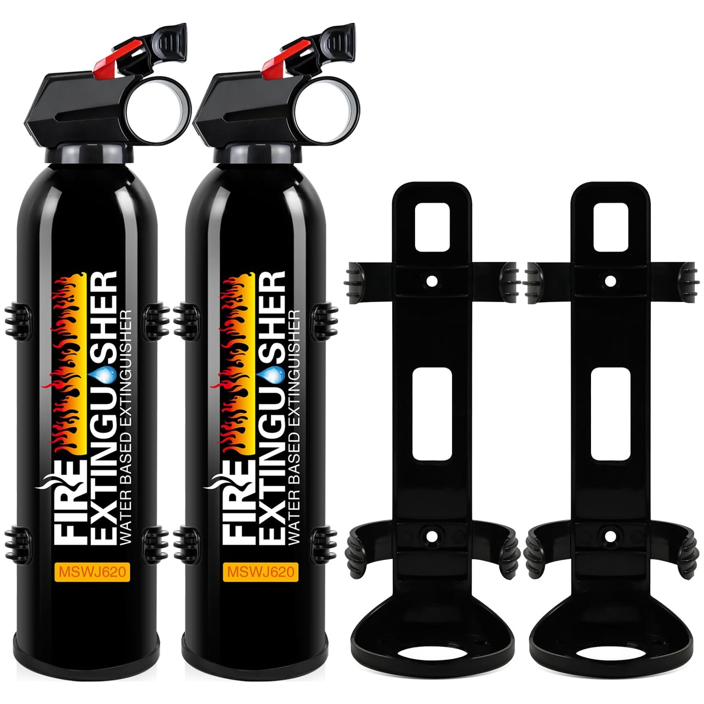 2Pack Fire Extinguisher for Home - 4 in 1 Portable A, B, C, K Fire Extinguishers with Mounting Bracket, 620ml Mini Water-Based Flame Extinguisher for Vechile, Boat, Kitchen, RV, Truck & Office