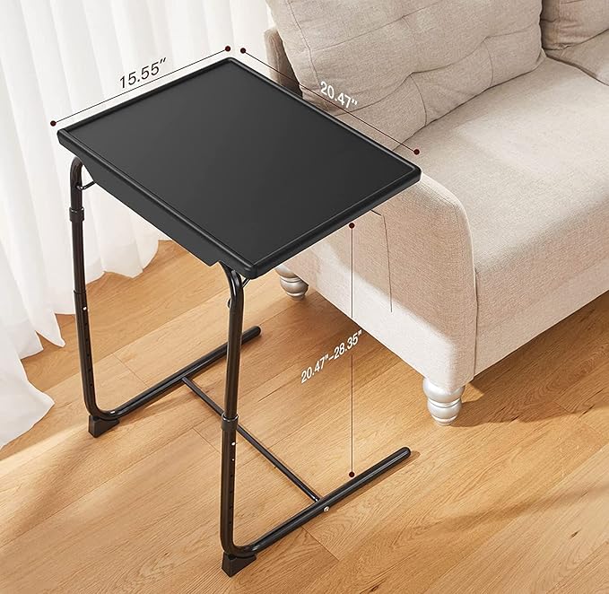 HUANUO Adjustable TV Tray Set of 2 - TV Dinner Tray on Bed & Sofa, Comfortable TV Tray Table with 6 Height & 3 Tilt Angle Adjustments (2 Pack)