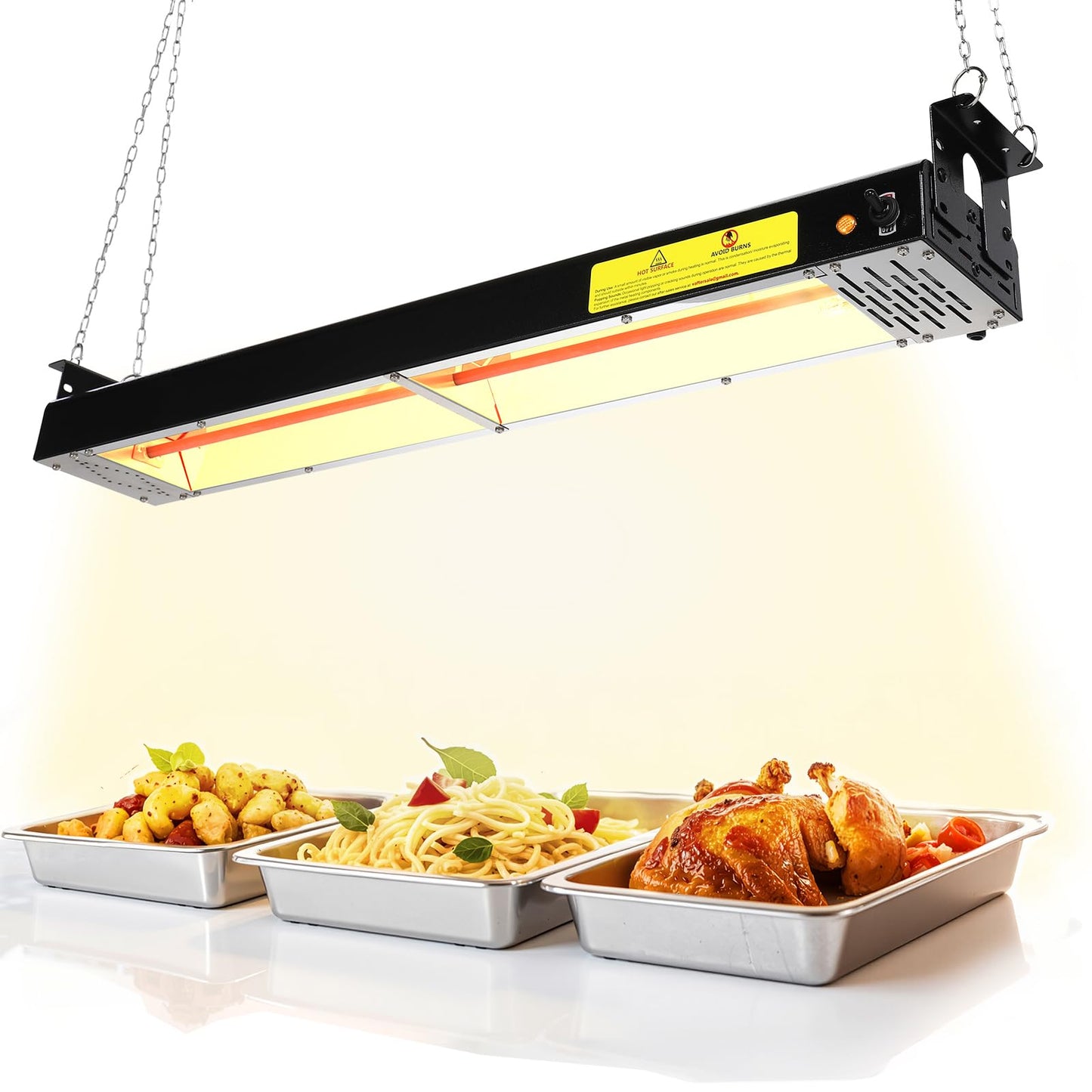 Hiteemer 36-Inch Food Heat Lamp - 1000W Commercial Food Warmer Lamp Overhead Stainless Steel Catering Heat Lamps Electric Strip Heater for Restaurant Buffet Parties Kitchen, Black 115V