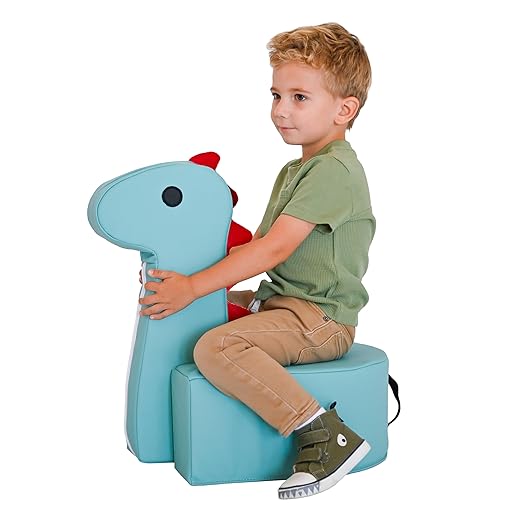 Children's Factory Spike The Dino, Aqua Foam Kids Stool, Toddler Soft Seating Chair for Daycare, Preschool and Home, Lightweight and Easy to Clean, Little Explorers Collection