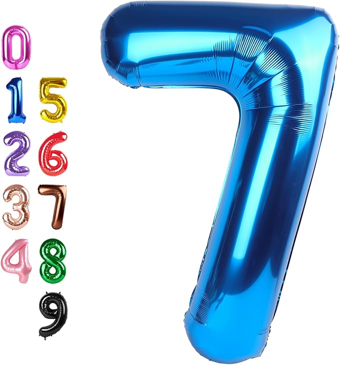 7 Balloon Numbers, 6 7 Birthday Decorations, Six Seven Decoration 40 Inch 7 Balloons for Birthday Party, Dark Blue Number ...