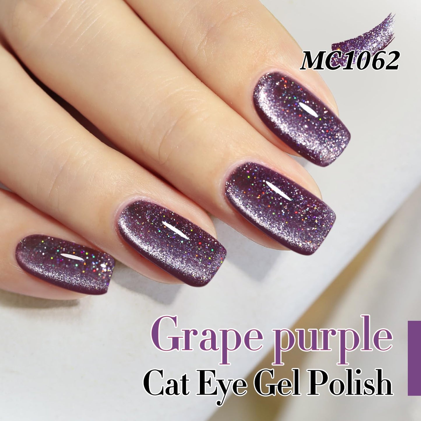 Double Rhythm 0.5 OZ Cat Eye Gel Polish with Magnet 15ML Holographic Glitter Shimmer Translucent Jelly Color Magnetic Nail Polis