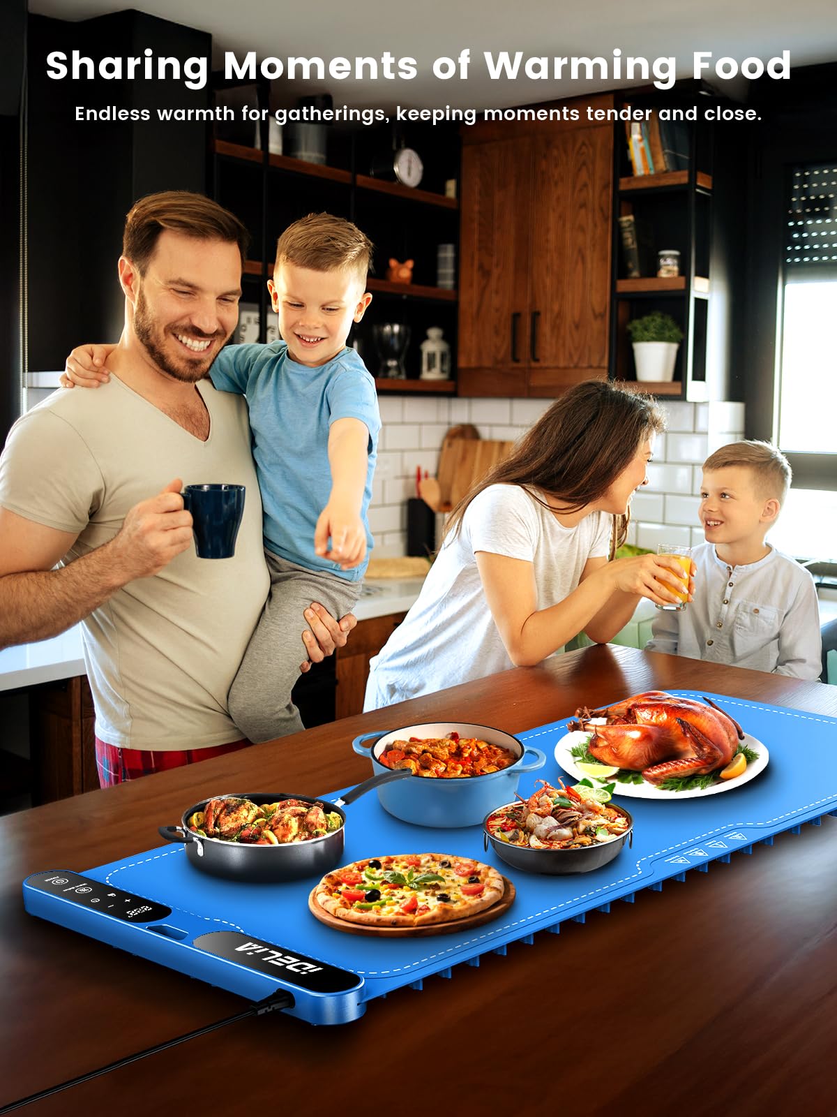 Food Warming Mat Electric Heating - Portable Silicone Warming Tray with 7 Temperature Settings and 8 Hours Timer for Party Buffet Home Travel Kitchen (31.5"x15",Bule)