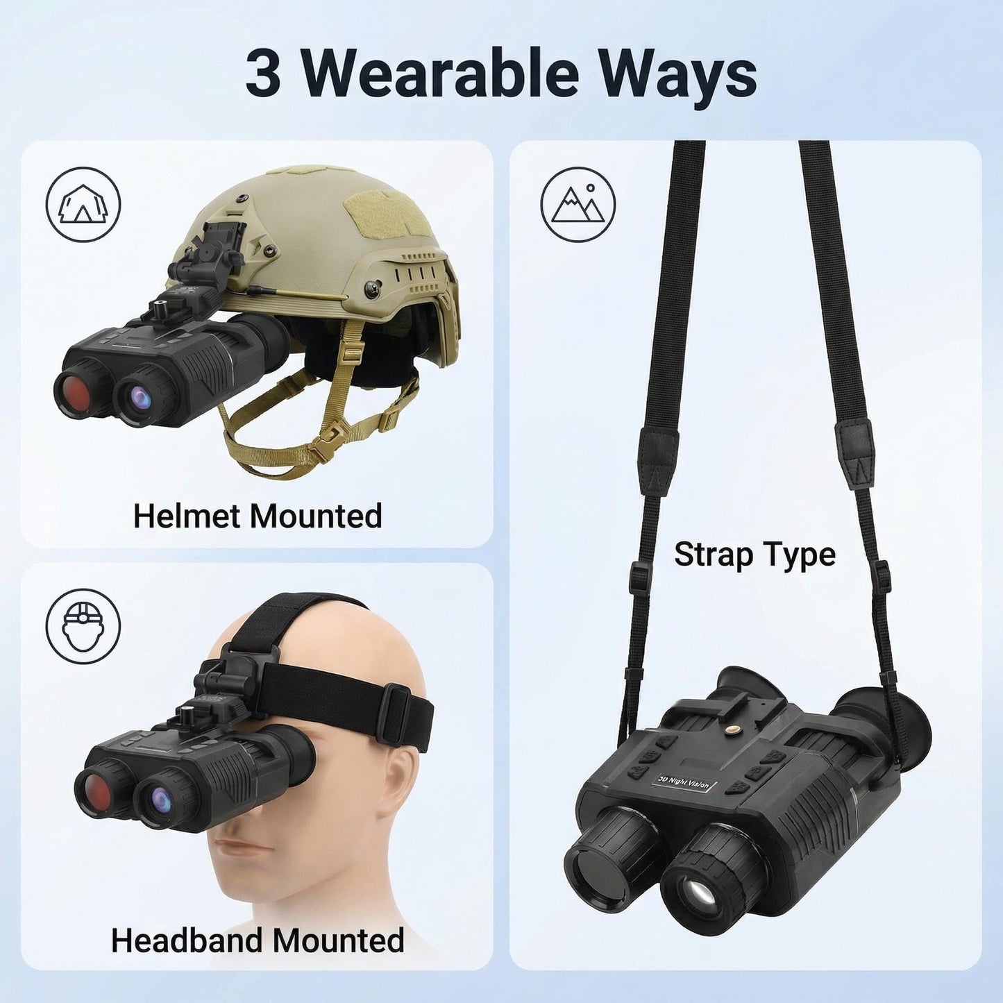 Night Vision Goggles，Qpingan 4K HD Infrared Tactical Night Vision Binoculars for Adults with Head Mounted Dual 1.4" Screen 8X Digital Zoom 3000mAh Battery 32G Card for Outdoor Activities Gifts for Men