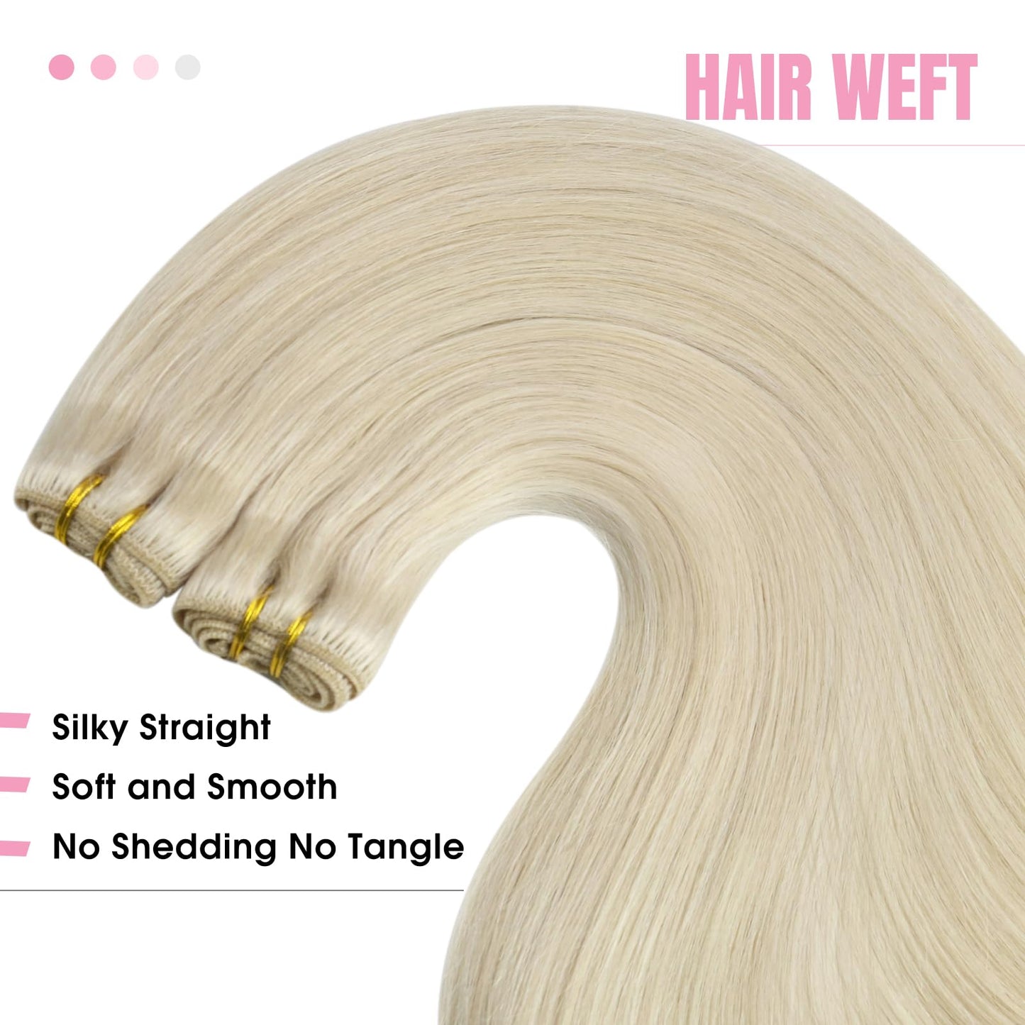 YoungSee Hand Tied Hair Extensions Platinum Blonde Hair Weaves Blonde Hair Weaves Hand Tied Weft Extensions Double Weft Hair Ext