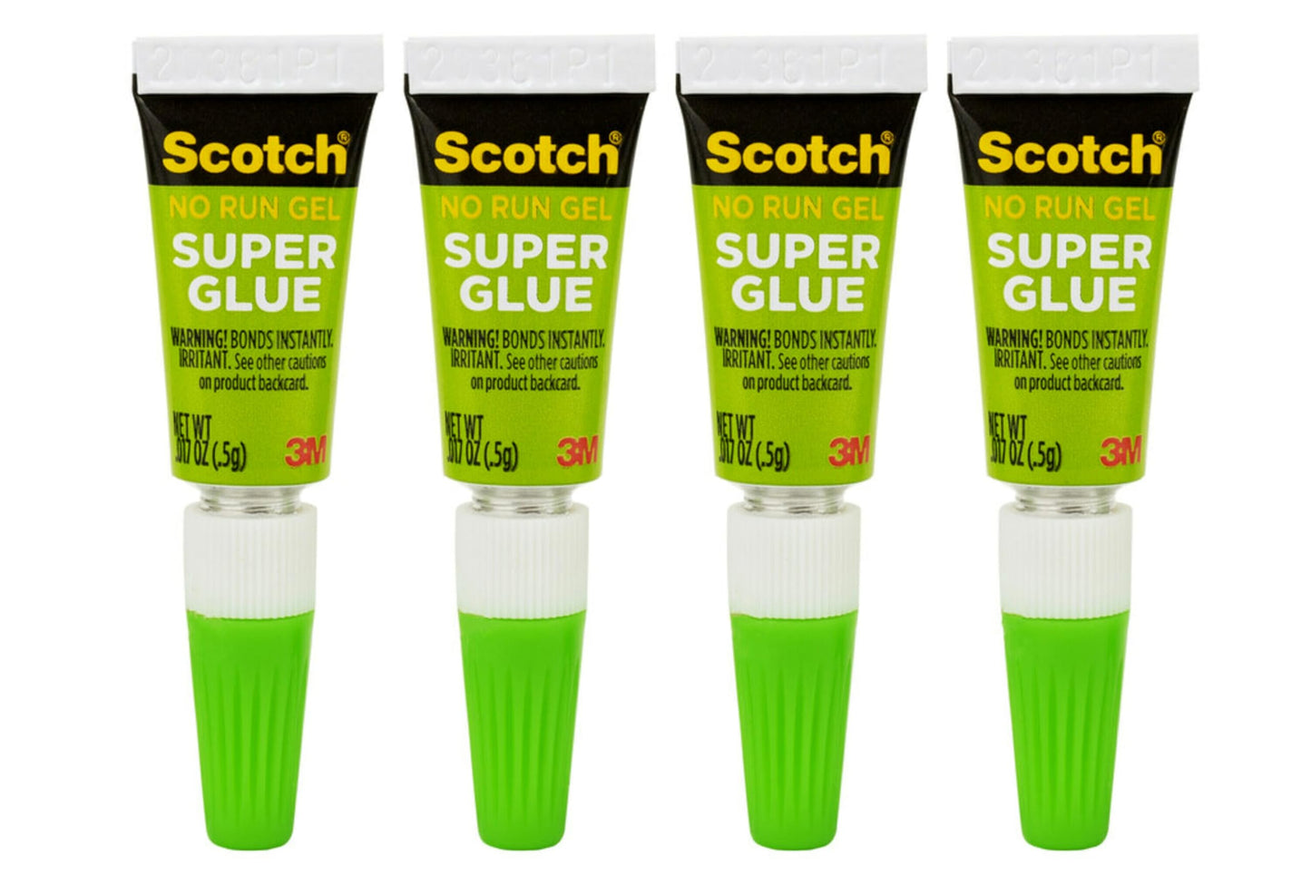 Scotch Super Glue Gel, 4-Pack of Single-Use Tubes, .017 oz Each, Fast Drying, No Run Gel Formula (AD119)
