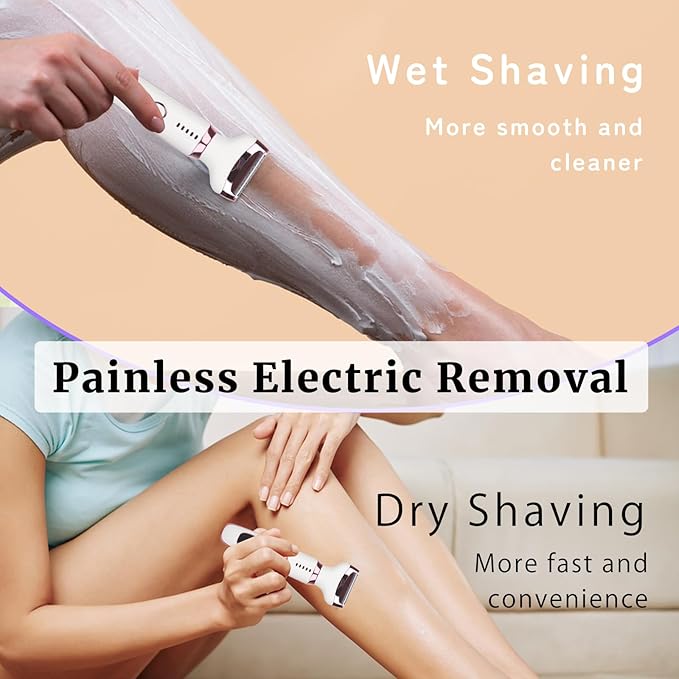 Electric Razor for Women Men,4 in 1 Painless Ladies Wet & Dry Body Razors and Facial Hair Remover,Rechargeable Led Display Hair Removal Kit for Nose Face Body Leg Bikini Arm Hair