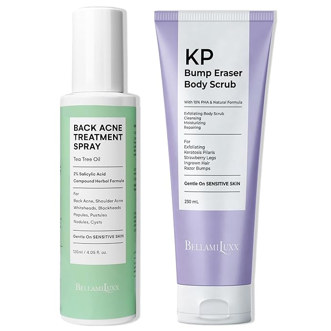 Back Acne Spray + KP Bump Eraser Body Scrub – Complete Body Acne & Texture Treatment Set