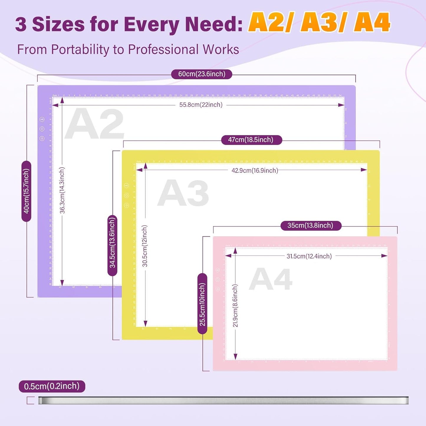 ZEXALIGHT A2 Light Box for Tracing, Light Pad for Diamond Painting with 8 Levels/Stepless Dimming Brightness and 3 Color Modes, Ultra-Thin Copy Board Light Table for Artists Tracing Drawing (Yellow)