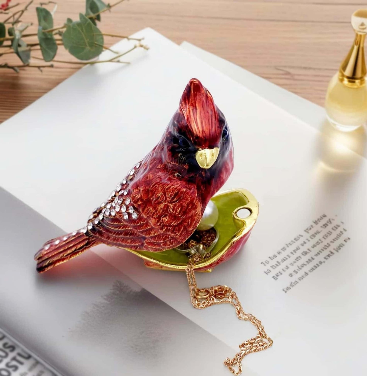 JWT Astyle Luxury Red Cardinal Bird Gifts Jewelry Trinket Boxes Hinged.Decorative Keepsake Ring Box.Necklace Rings Earrings Organizer.Bird Figurines Accents Home Decor Gifts for Women.