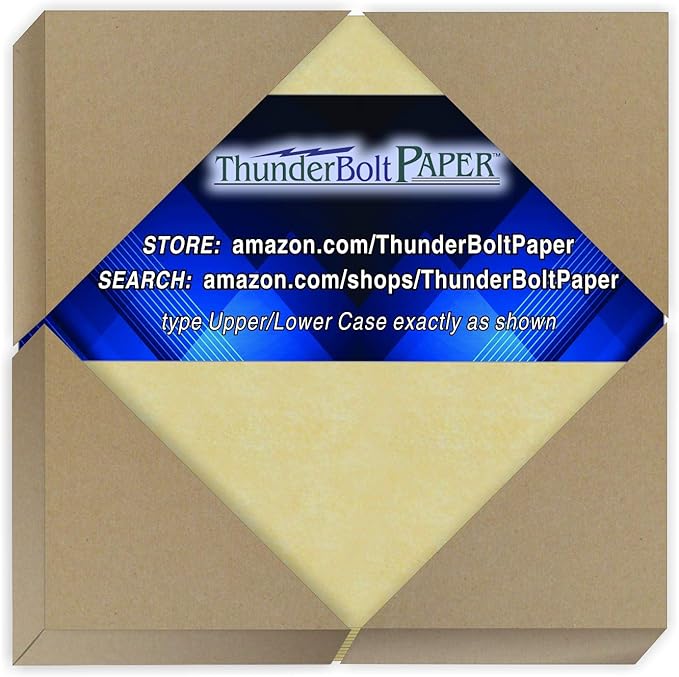 250 Gold Parchment 65lb Cover Weight Paper - 4" X 4" (4X4 Inches) Square Photo|Card|Frame Size - Printable Cardstock Colored Sheets Old Parchment Semblance
