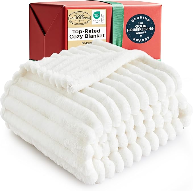 Bedsure GentleSoft White Throw Blanket for Couch - Cozy Blanket for Women, Cute Fleece Throw for Girls, Birthday Gifts for...