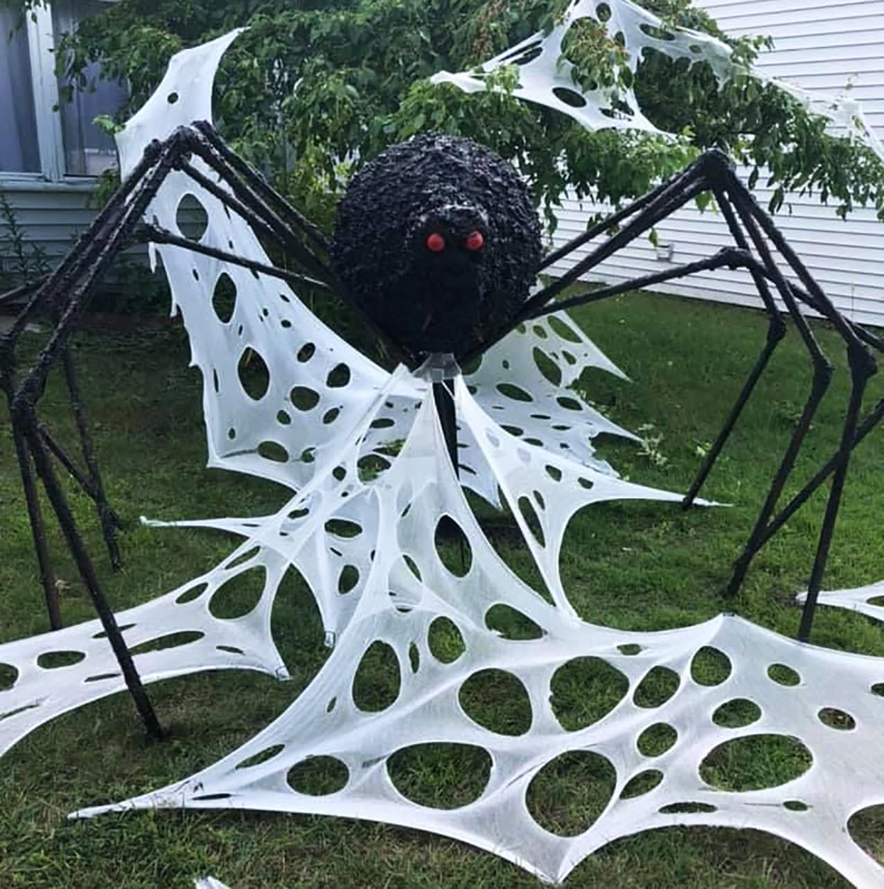 Halloween Decorations Outdoor Spider Web 26.9X12.46ft: Cut Your Own Giant Stretchy Beef Netting Spiders Webbing Gauze Cobweb Haunted House Decor
